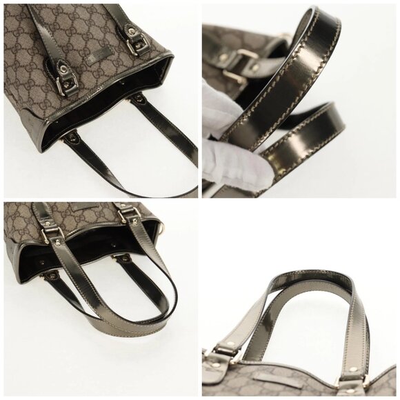 GUCCI GG Supreme Tote Bag PVC Leather Beige Silver 189897 Auth yk19708V - Picture 15 of 16